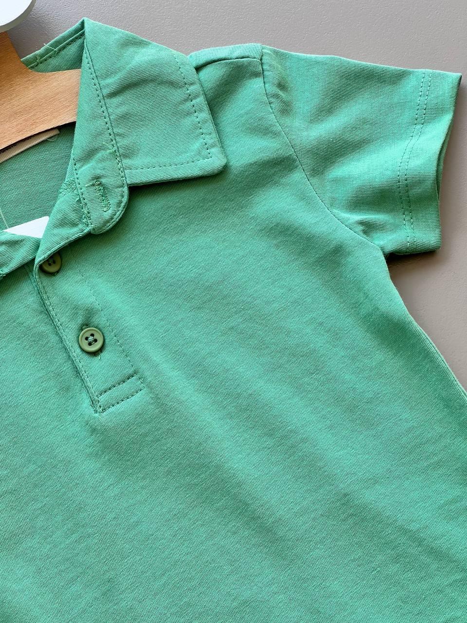 Green Cotton Polo T-Shirt - La Farandole Paris