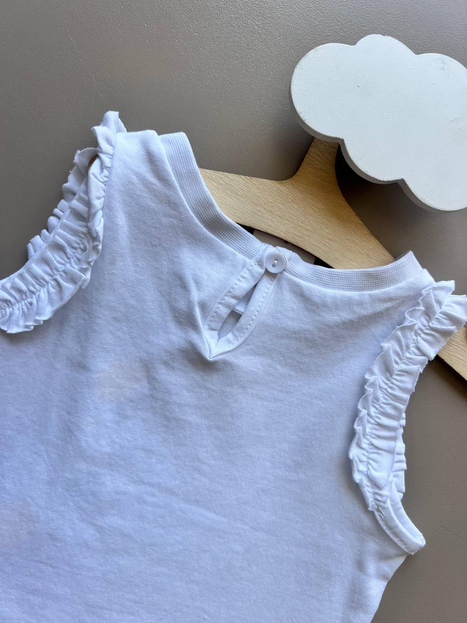 White & Green Cotton Summer 2 Pcs Set - La Farandole Paris