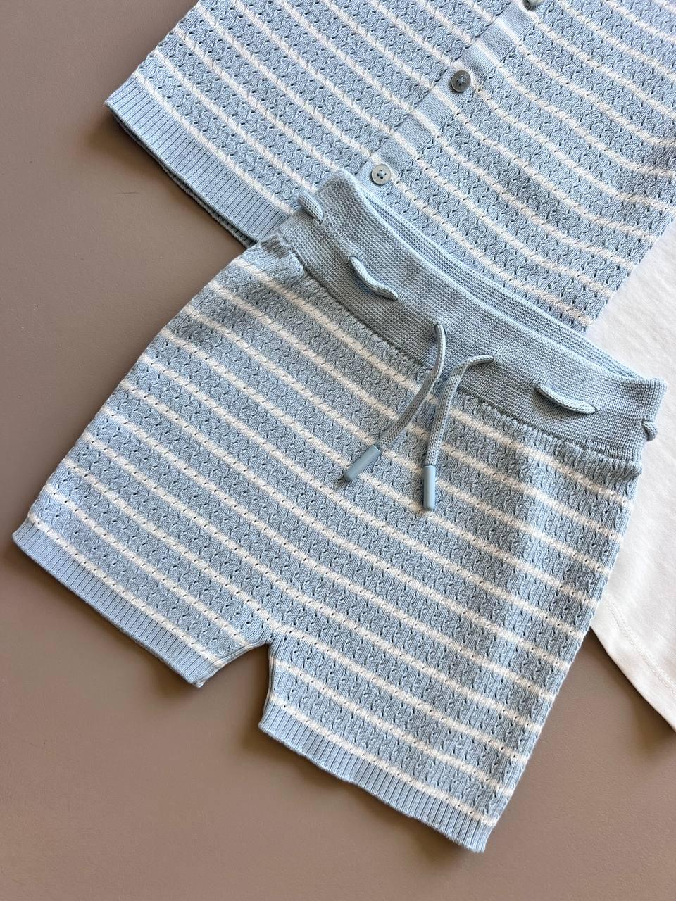 Blue & White 3 Pcs Summer Set - La Farandole Paris