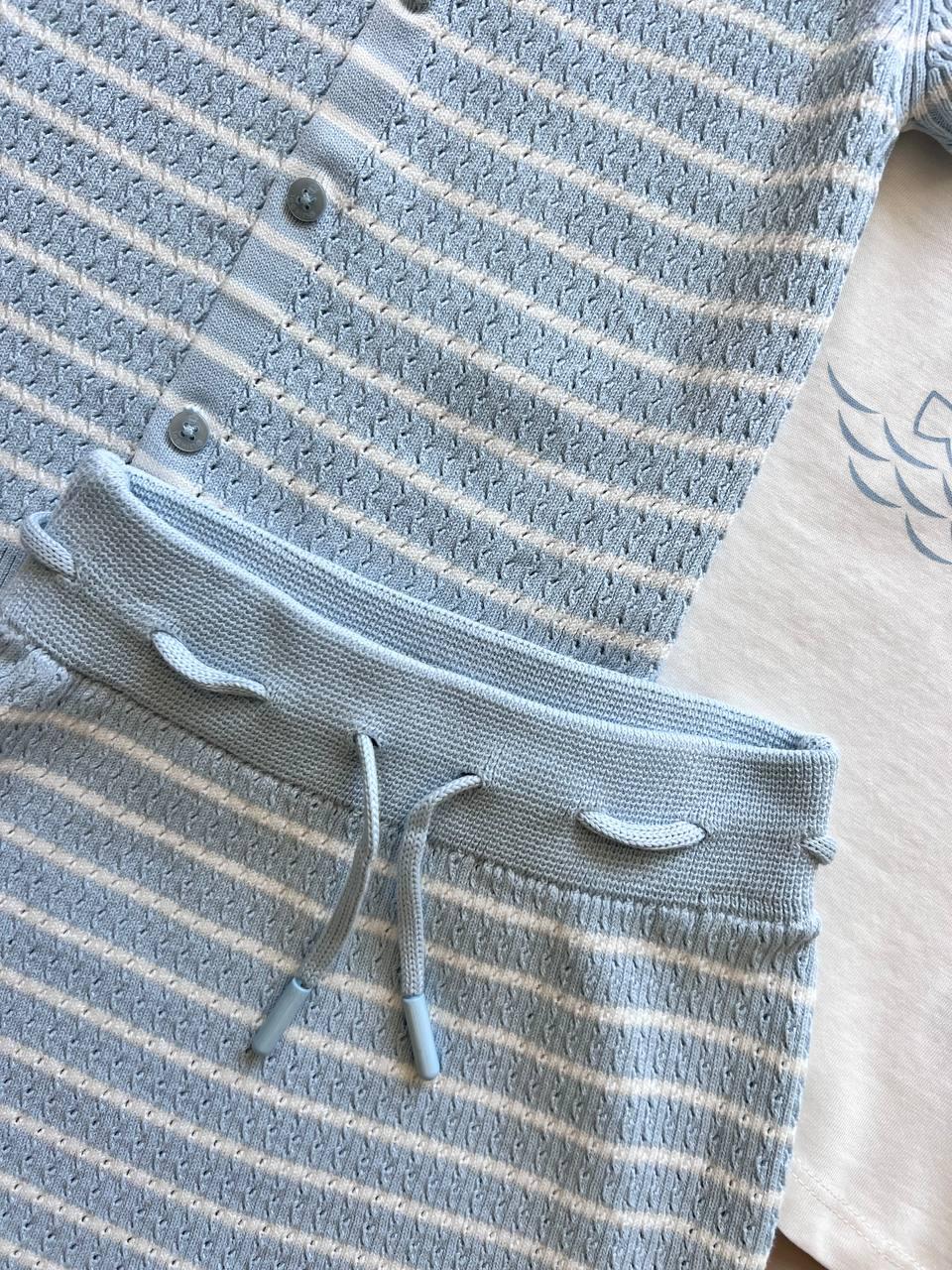Blue & White 3 Pcs Summer Set - La Farandole Paris