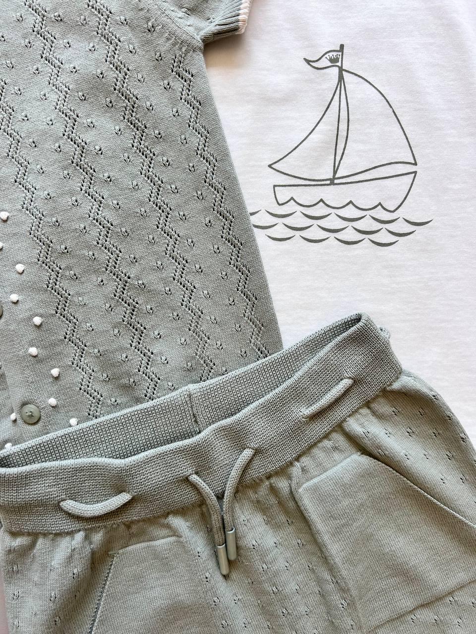 Green & White 3 Pcs Summer Set - La Farandole Paris