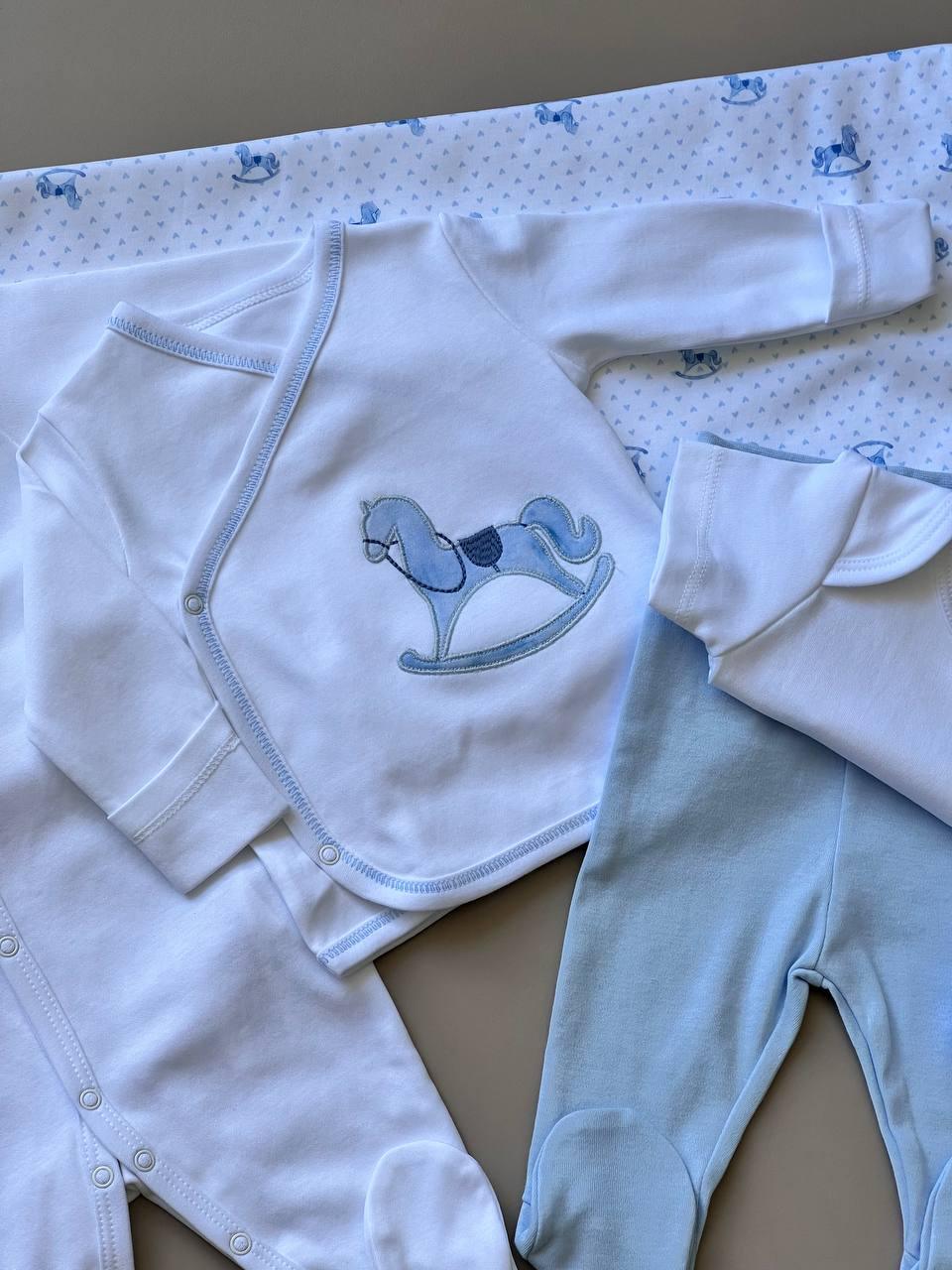 My Toy Horse Blue & White GOTS™ Certified Organic Cotton 10 Pcs Hospital Set - La Farandole Paris