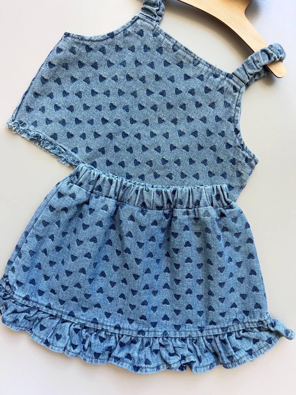 Heart Blue Denim 2 Pcs Set - La Farandole Paris
