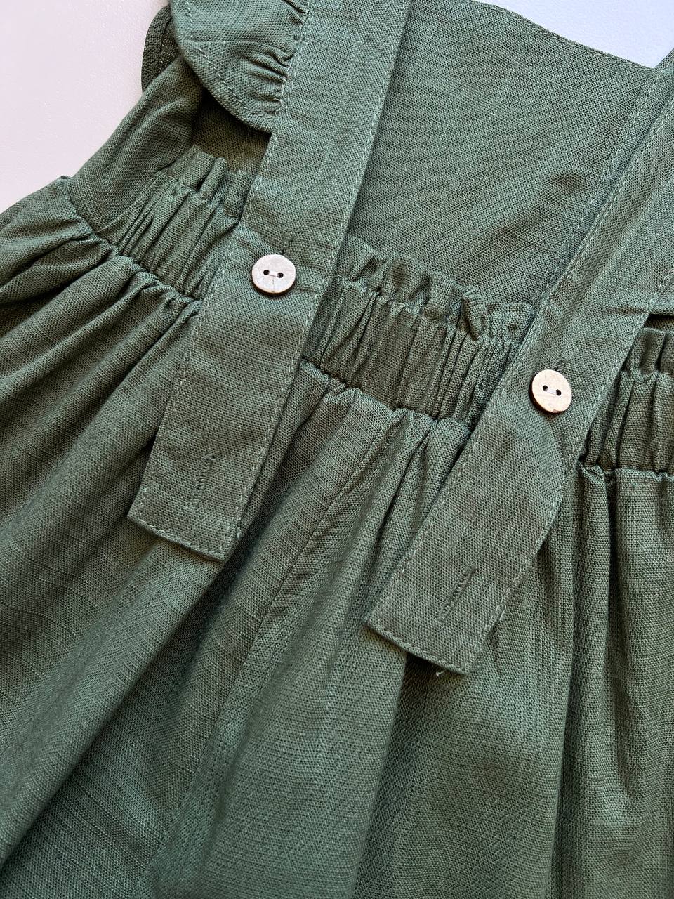 Green Linen Romper