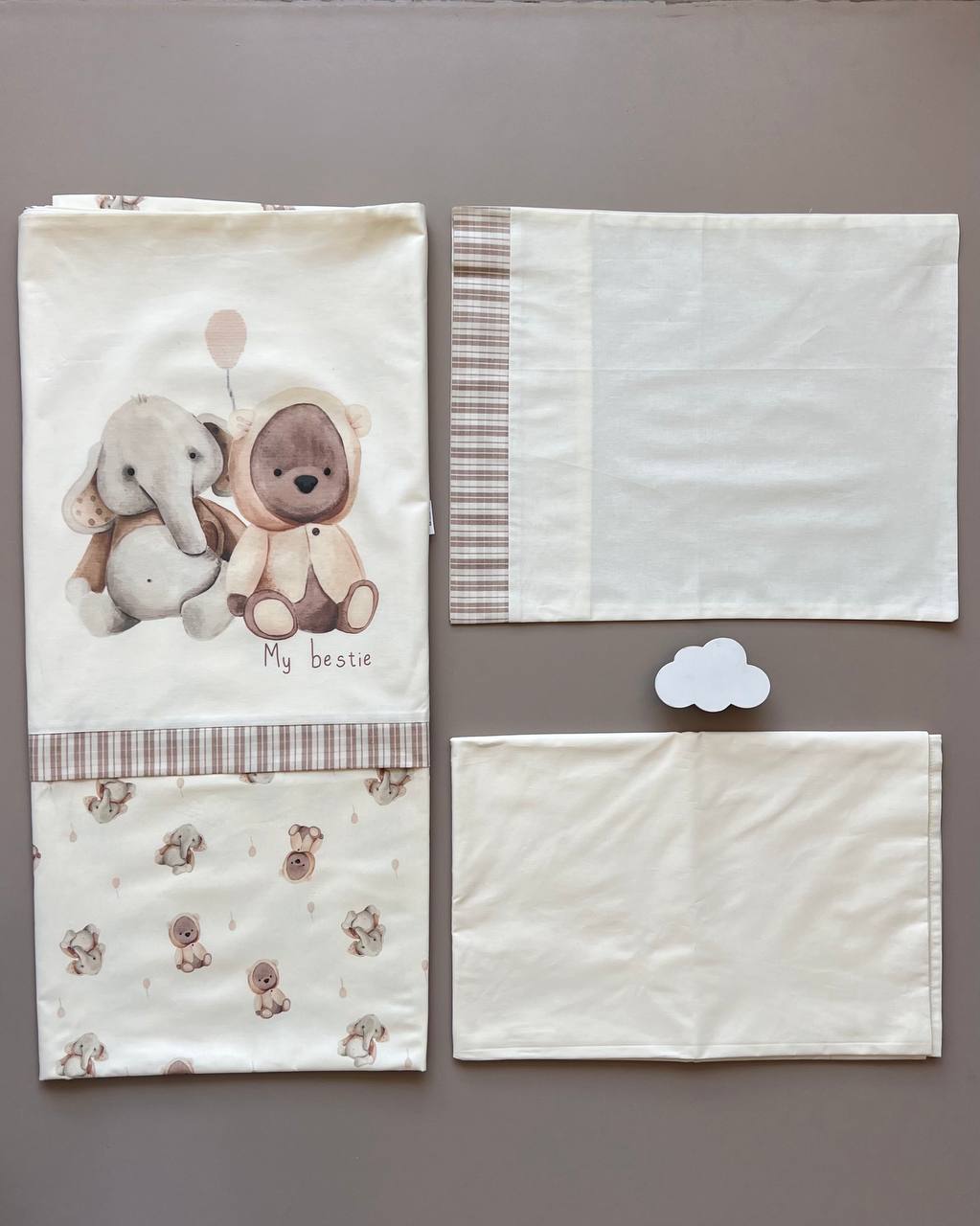 Zen Elephant Beige Duvet Cover 3 Pcs Set