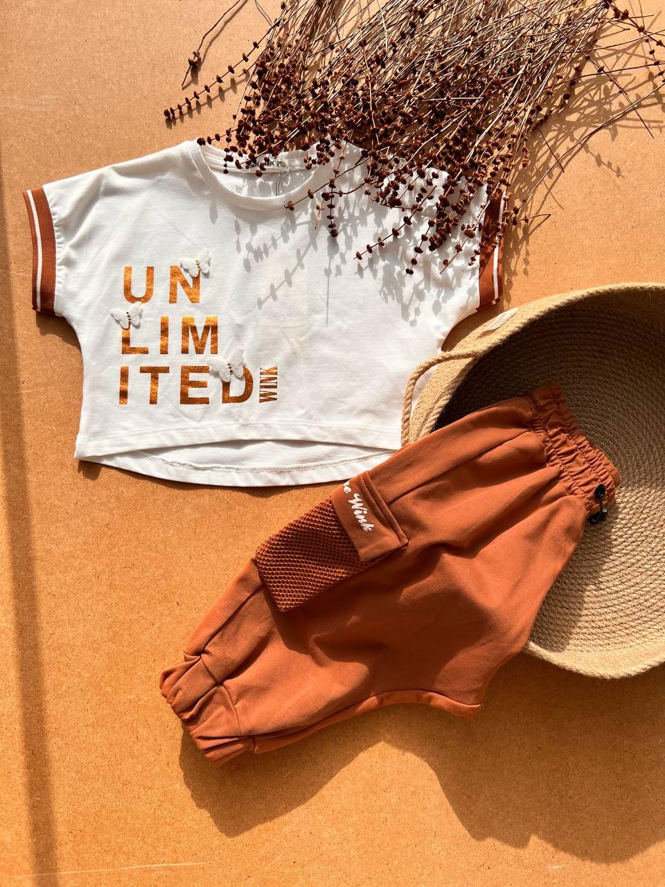 White/brown 2p Set Cotton Unlimited - La Farandole Paris