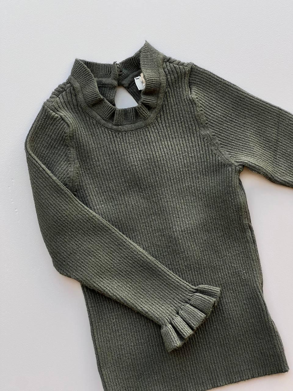 Olive Green wool Top - La Farandole Paris