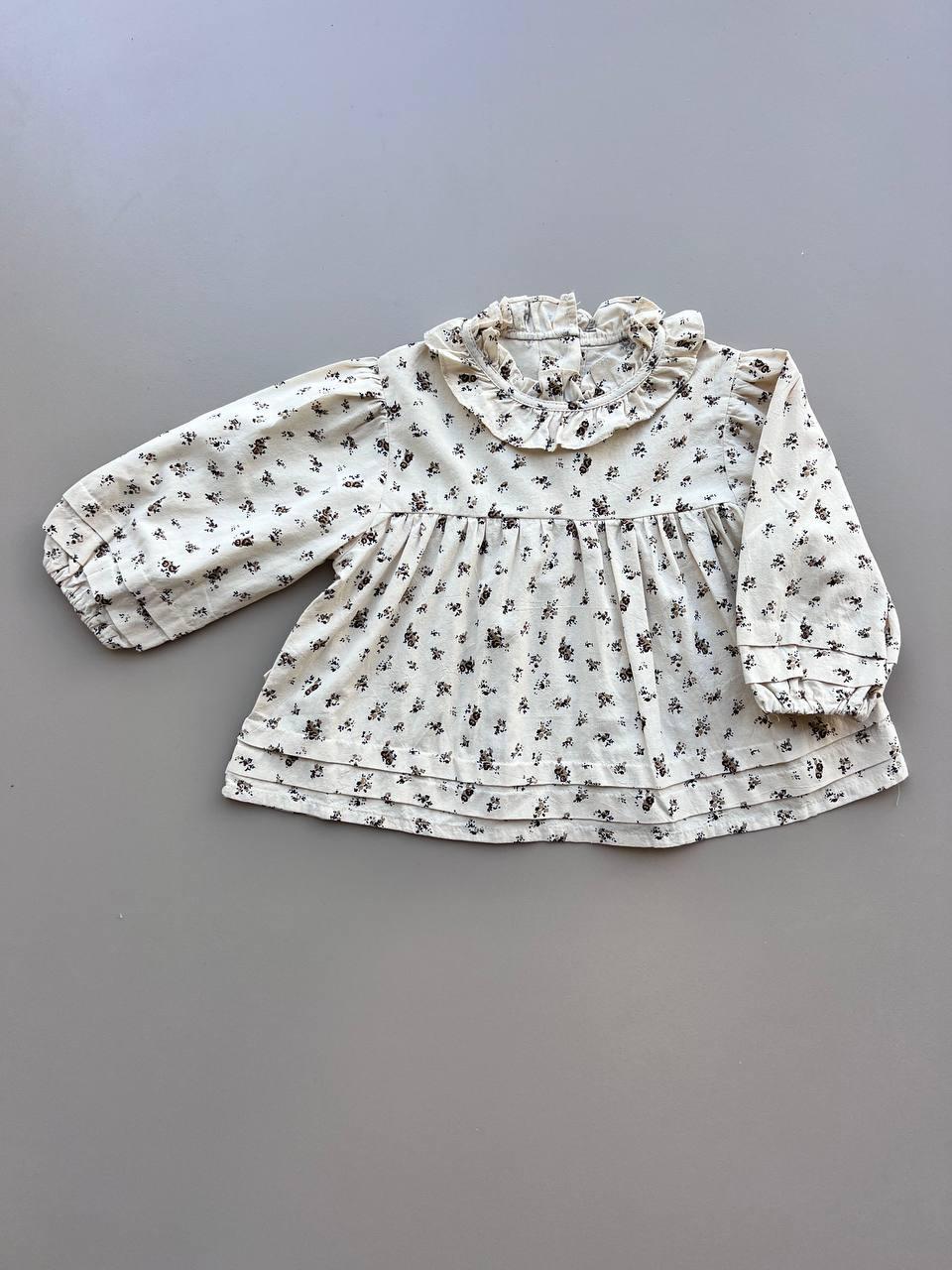 Beige Flowers Shirt - La Farandole Paris