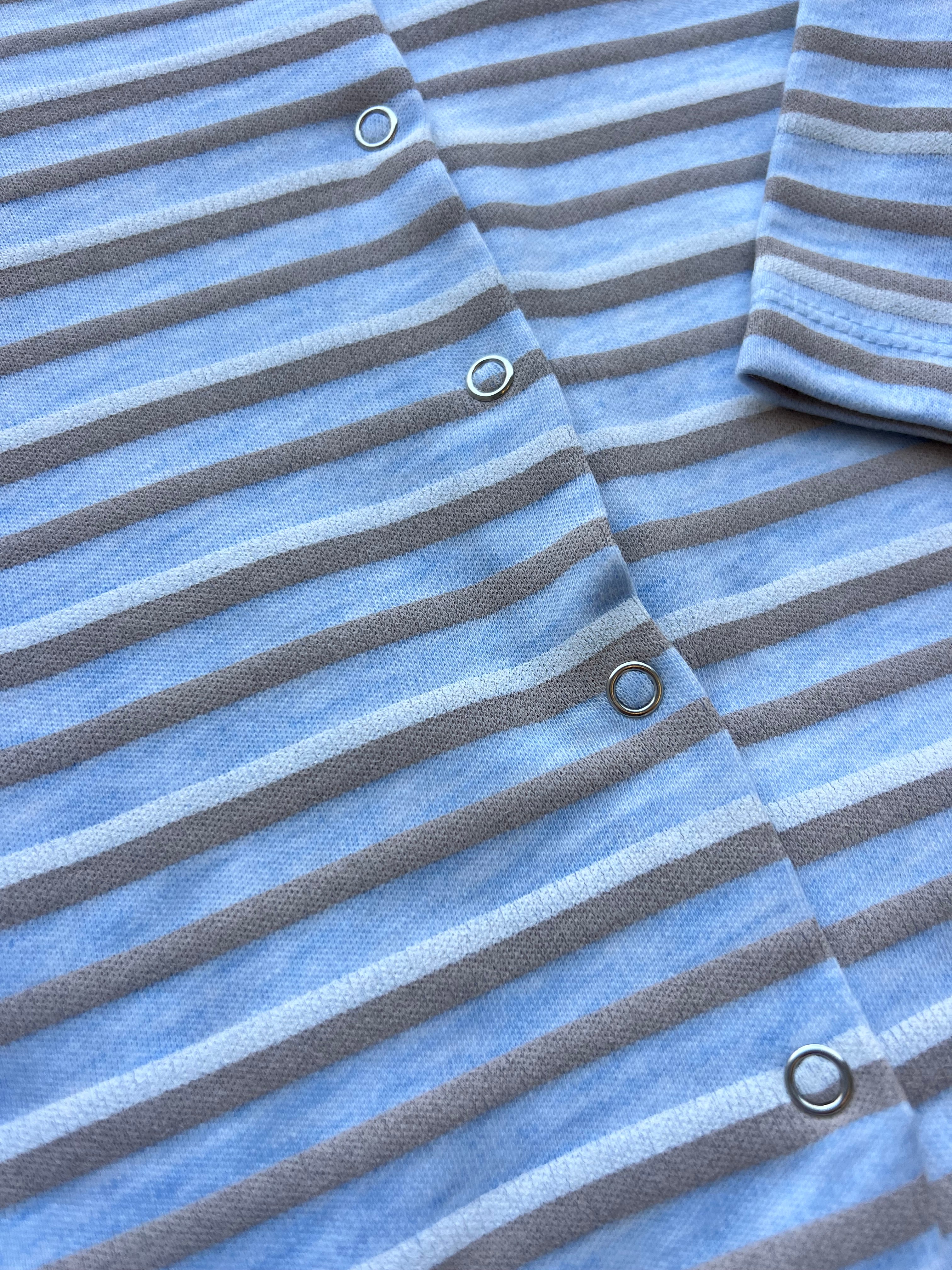 Blue And Brown Cotton Overall Stripped