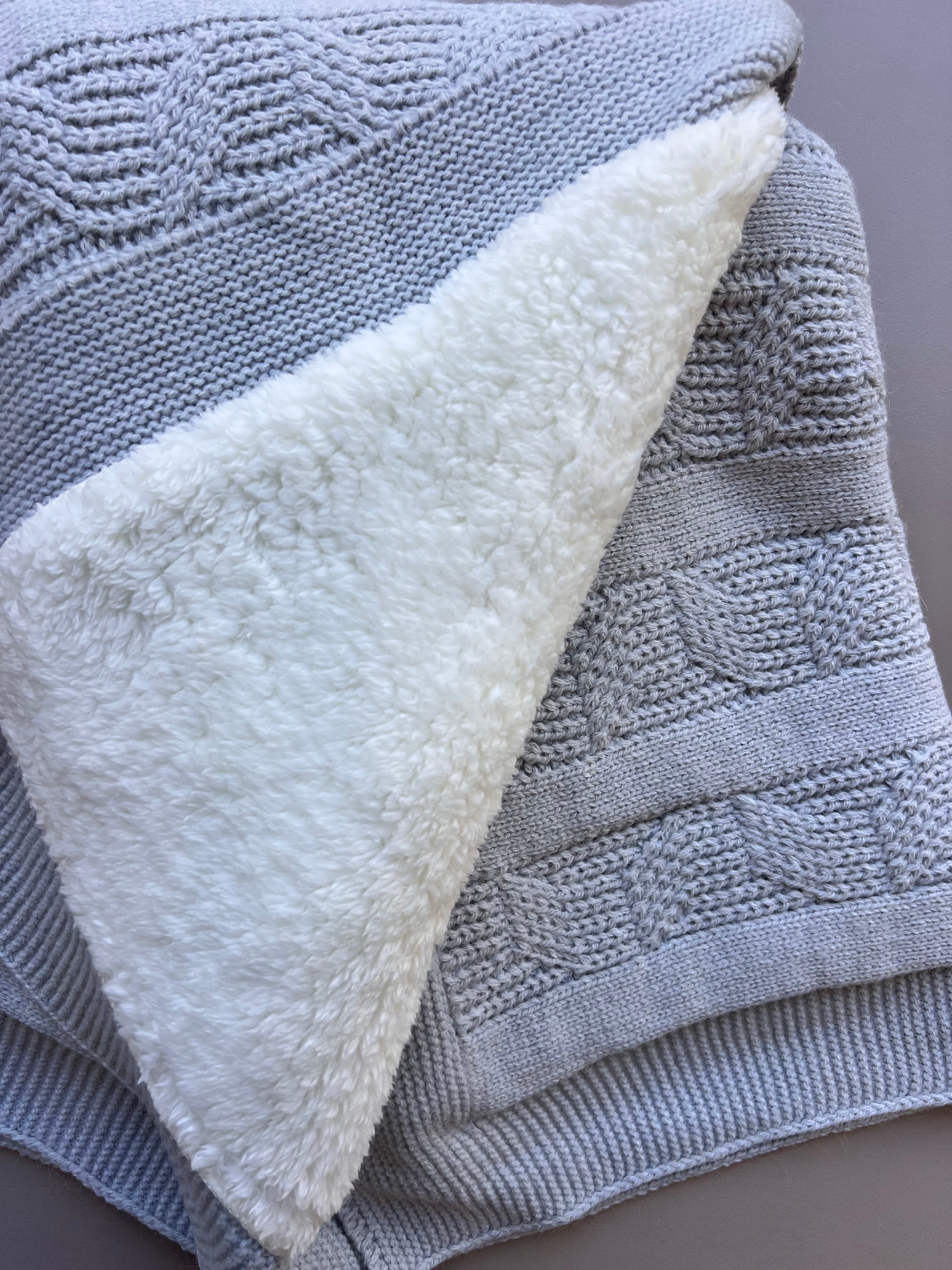 Blue Thick Wool Blanket Fur Inside