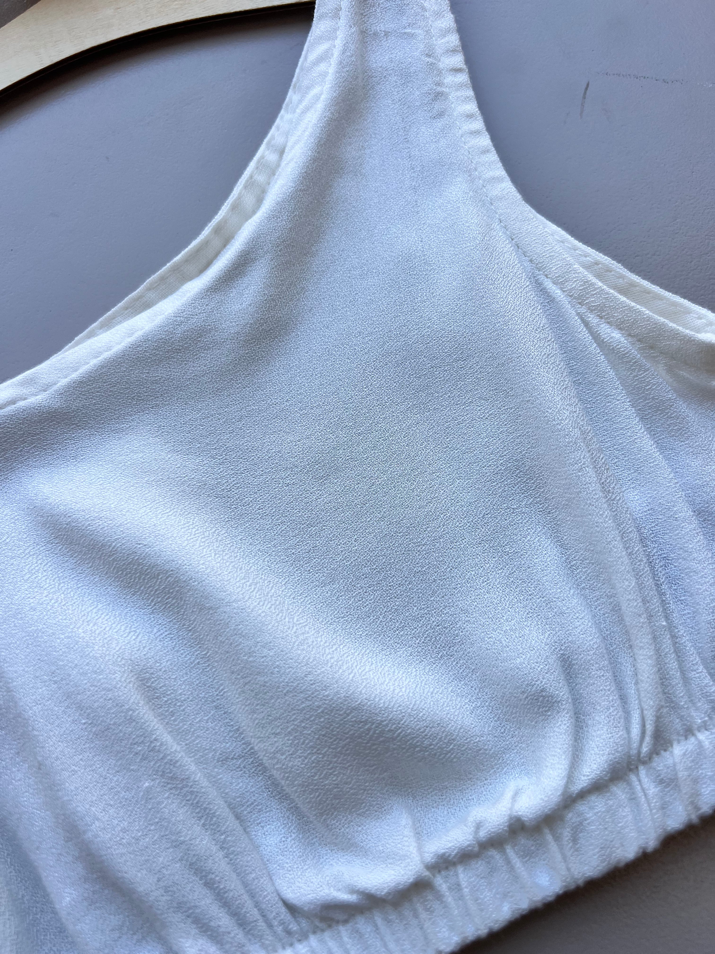White Asymmetry Crop Top