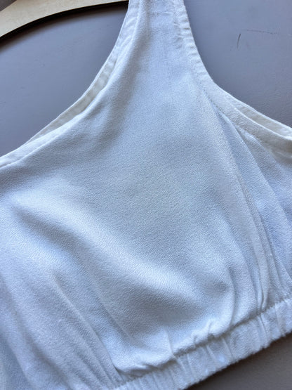 White Asymmetry Crop Top