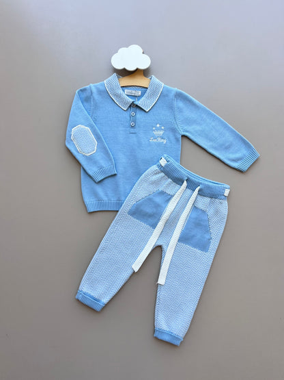 Baby Blue Organic Cotton Polo Set 2 Pieces