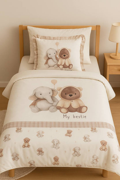 Zen Elephant Beige Duvet Cover 3 Pcs Set