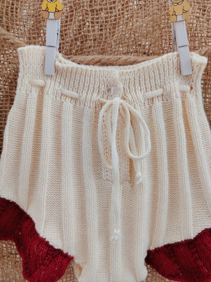 Red & Beige Ruffle Flower 2 Pcs Set