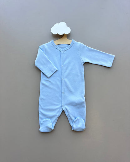 Light Blue GOTS™ Certified Organic Cotton Long Sleeves Overall