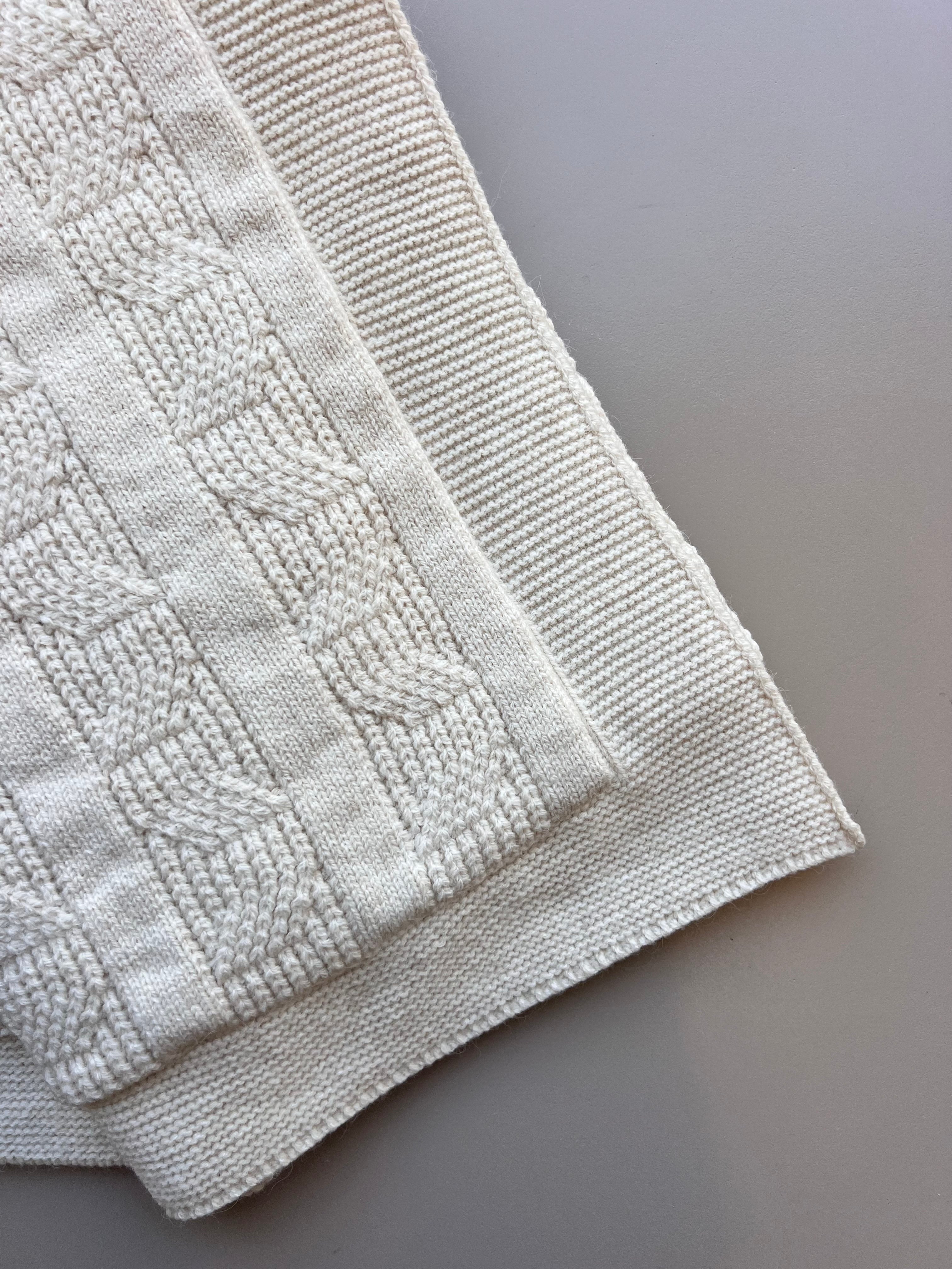 Ecru Thick Wool Fur Inside Blanket