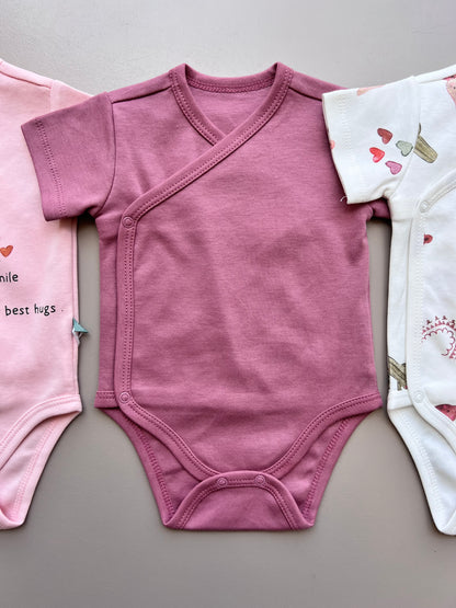 Pink & Purple GOTS™ Certified Organic Cotton Bunny Double Breasted Body 3 Pcs Set