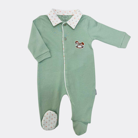 Mint Green Organic Cotton Overall Horse Theme