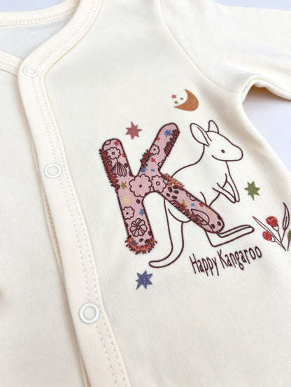 Light Beige Kangaroo GOTS™ Certified Organic Cotton Footed Overall