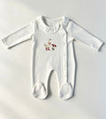 Nœud Blanc™ Organic Cotton Polo Ruffles Goose Footed Overall
