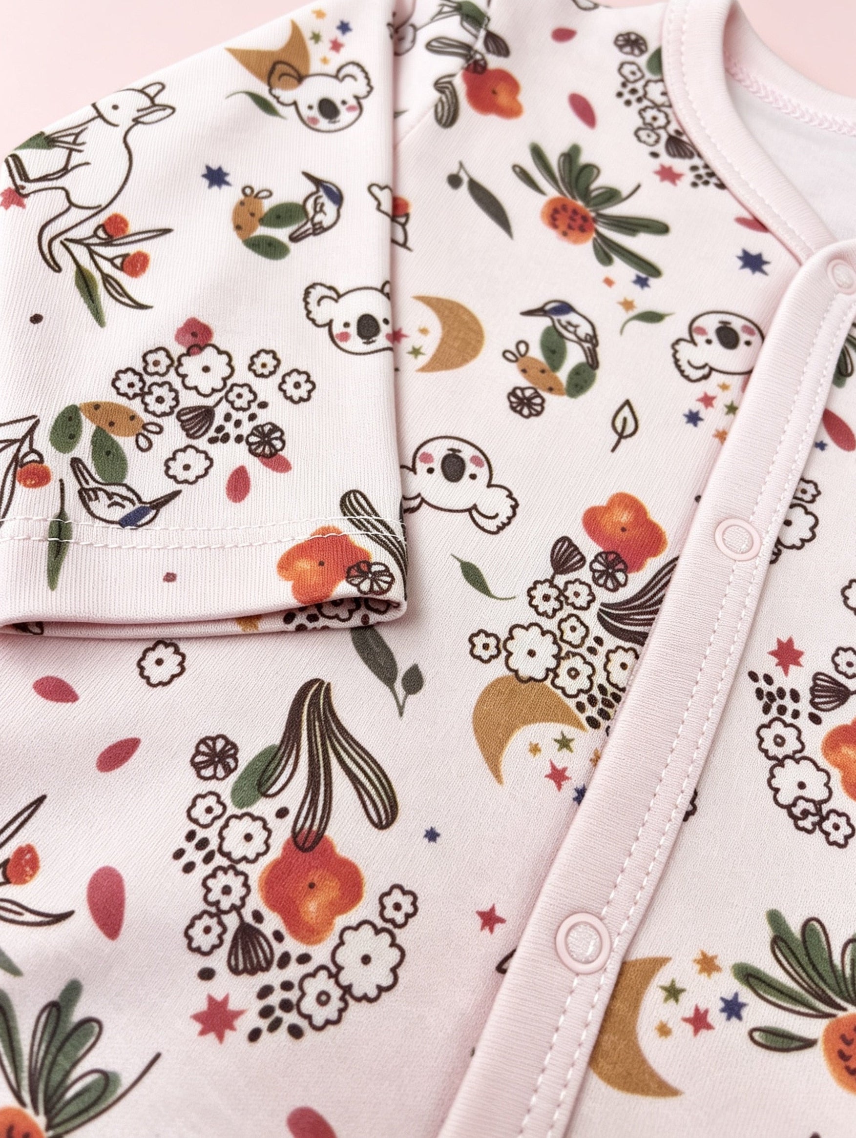 Pink Animals GOTS™ Certified Organic Cotton Footed Overall