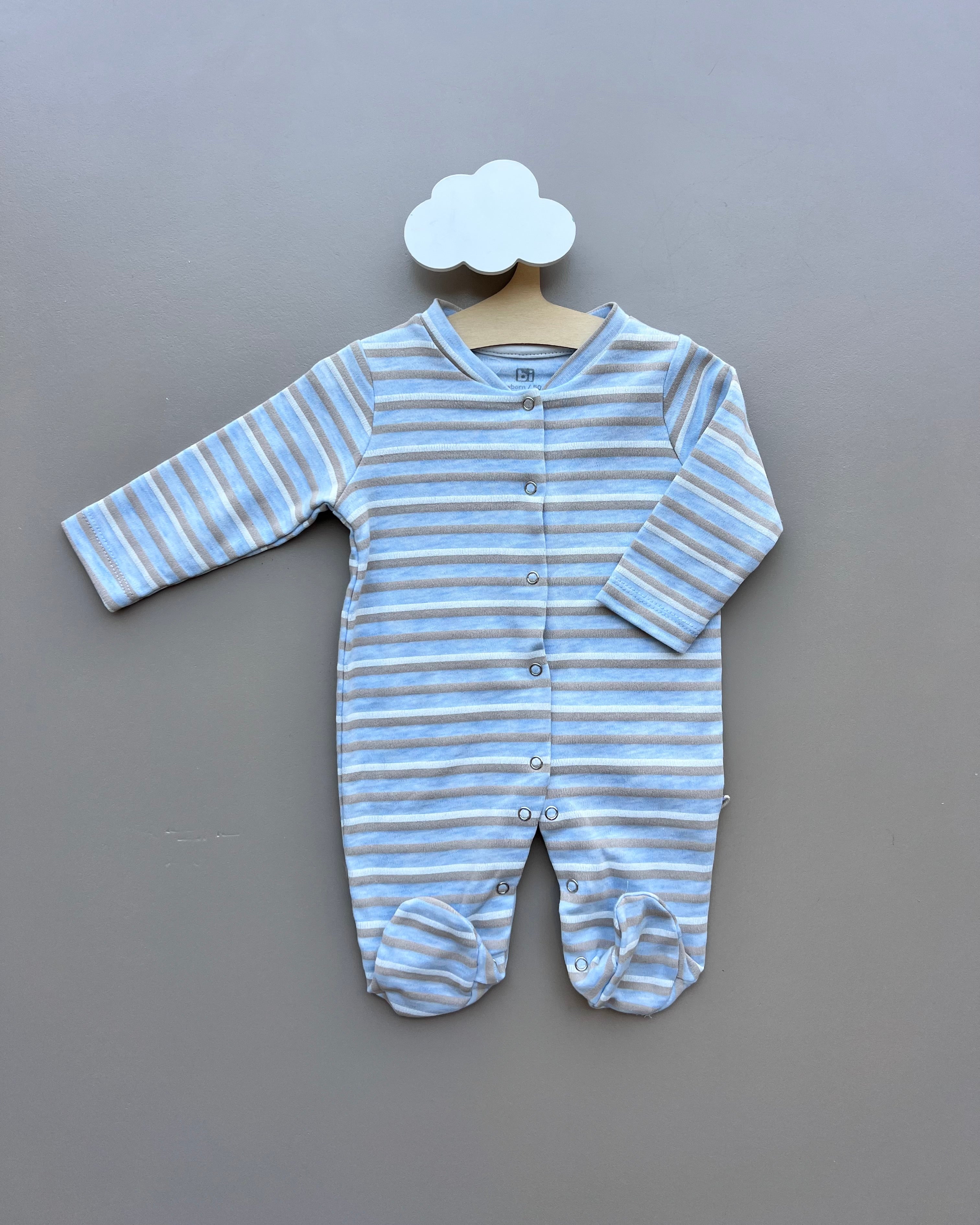 Blue And Brown Cotton Overall Stripped