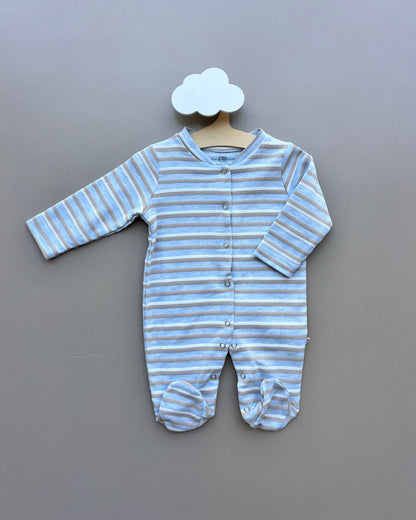 Blue And Brown Cotton Overall Stripped