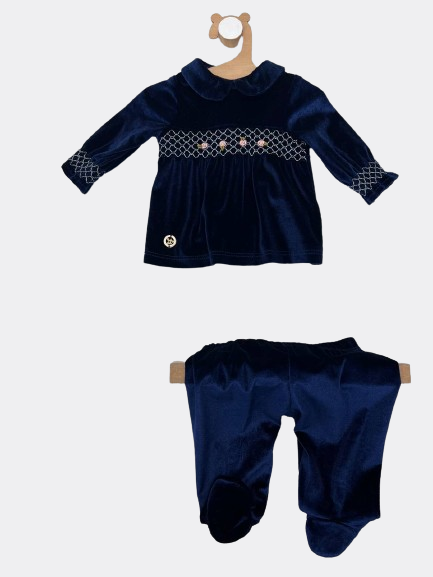 Navy Blue Velvet Set 2 Pcs