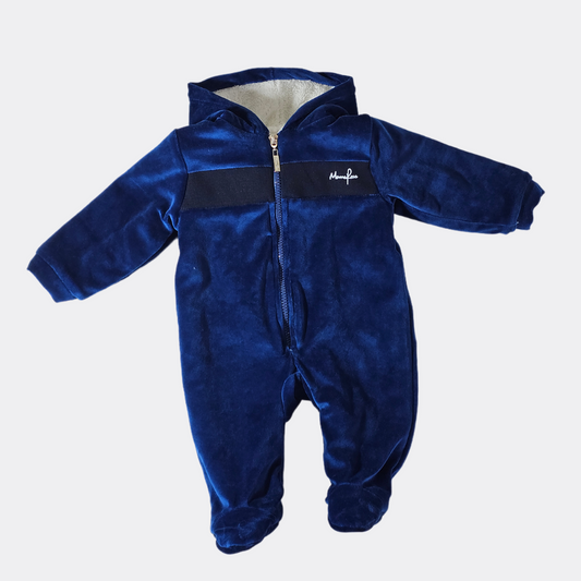 Navy Blue Velvet Overall