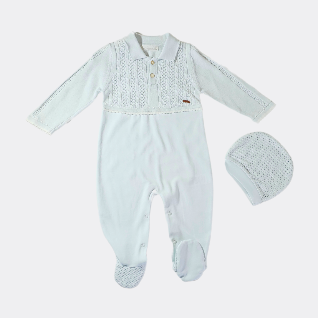 Baby Blue Organic Cotton Overall With Hat