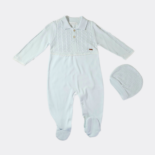 Baby Blue Organic Cotton Overall With Hat