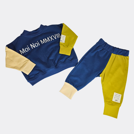 Mustard and Navy Blue Fleece Baby Set