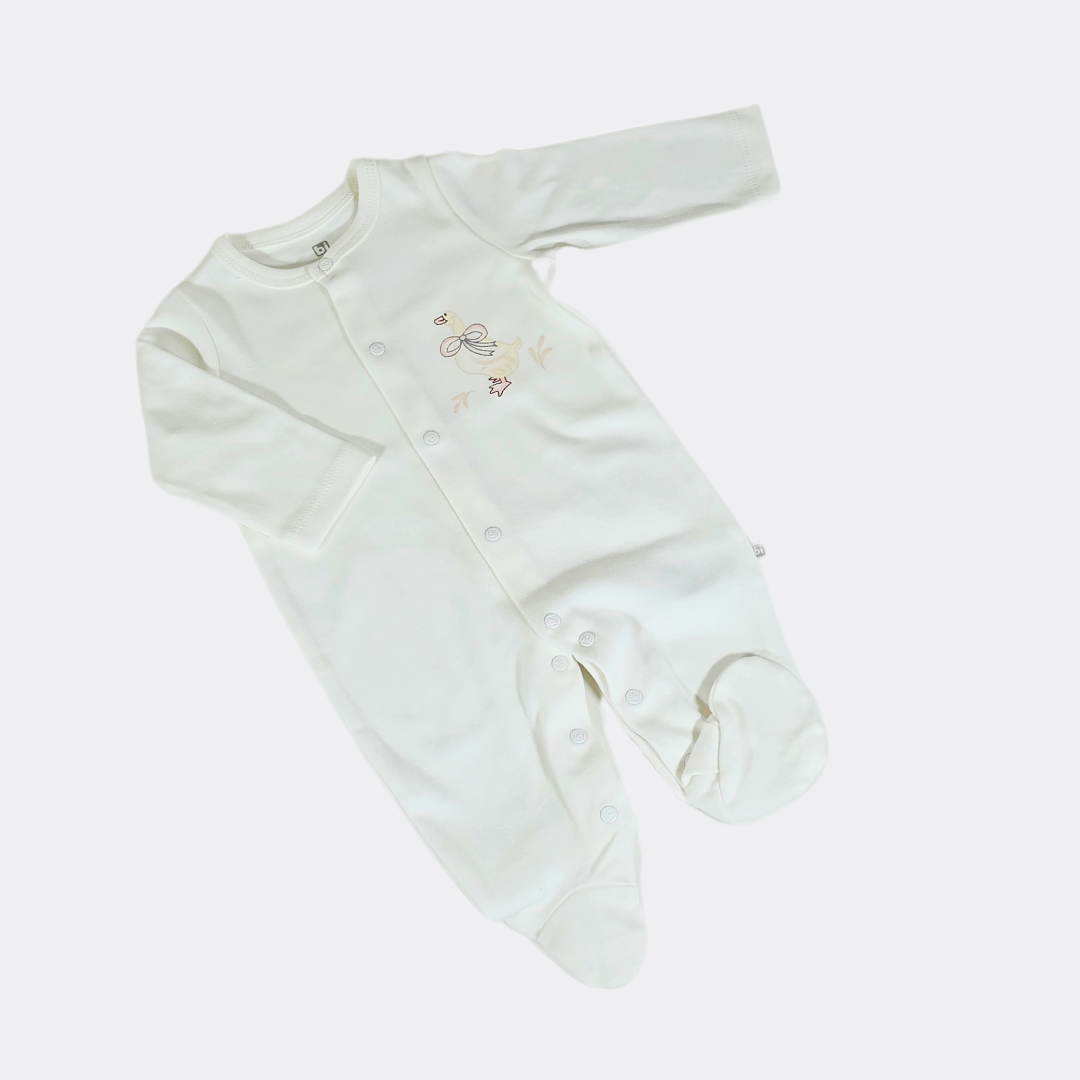 Off-White Organic Cotton Duck Overall with Enclosed Socks