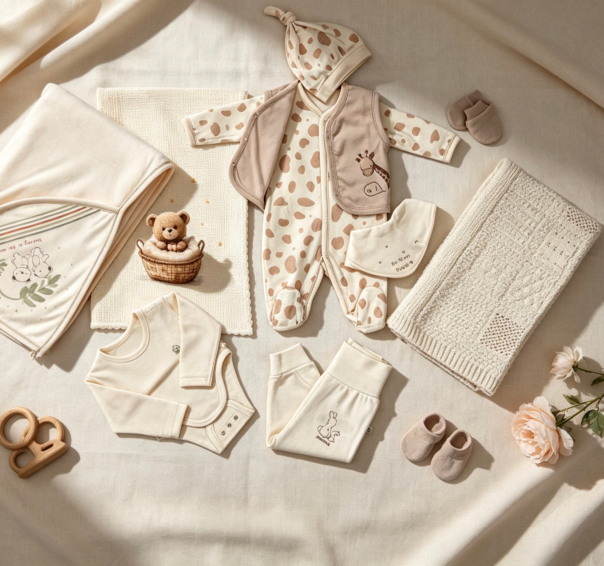 Giraffe GOTS™ Certified Organic Cotton Footed Overall 4 Pcs Set