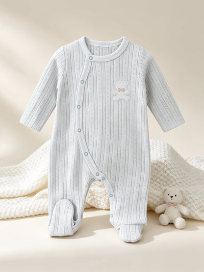 Light Blue Bear GOTS™ Certified Organic Cotton Footed Overall