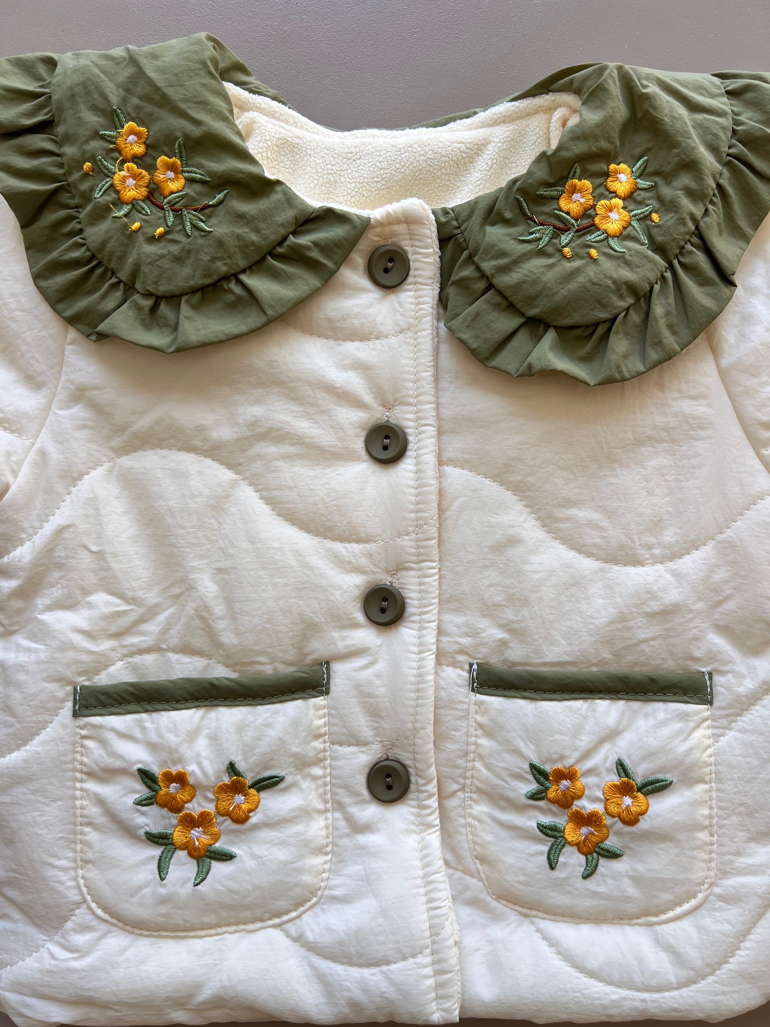 Thermal Waterproof Flower embroidered Winter Coat