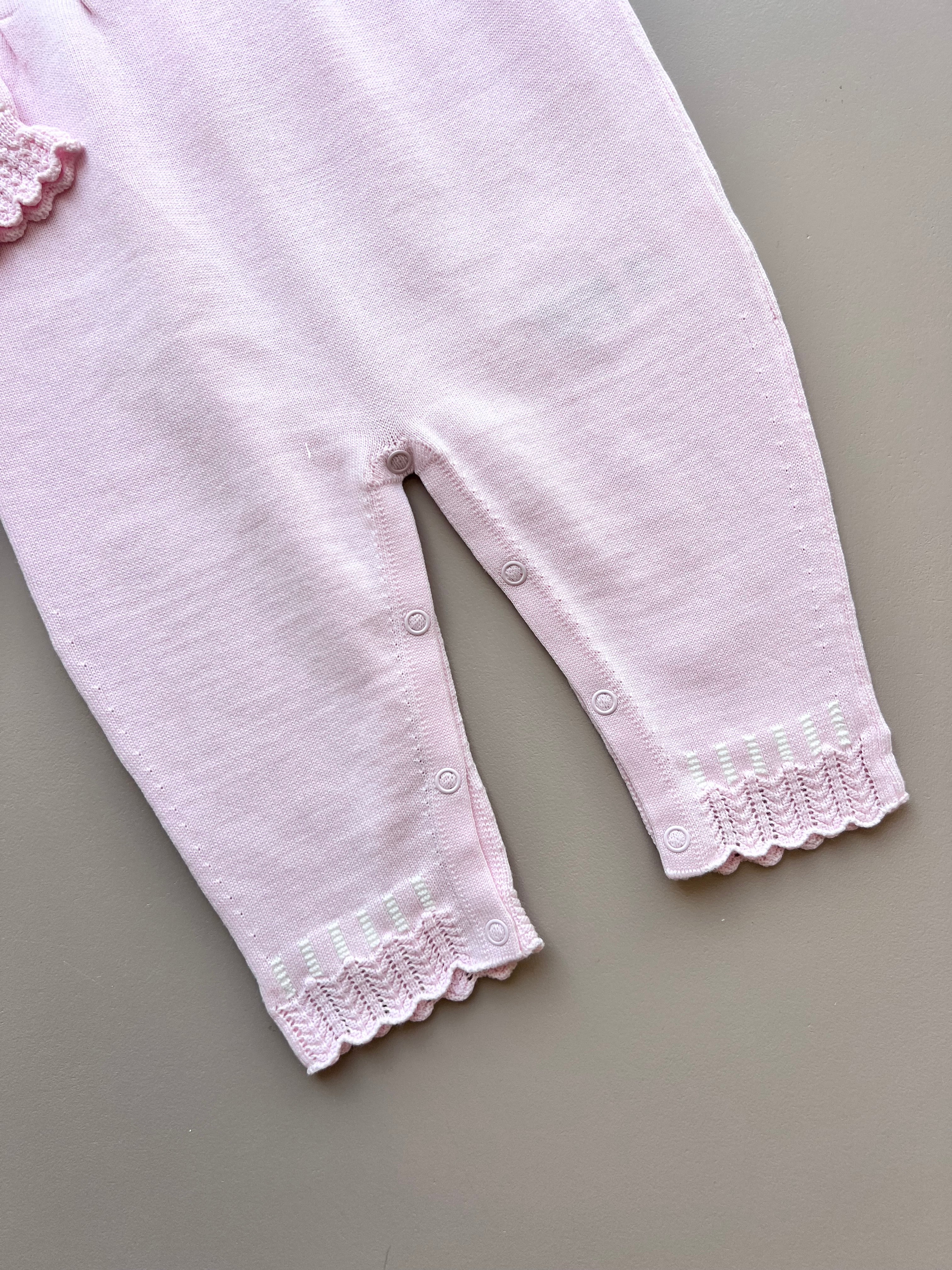 Light Pink/White Ruffles Organic Cotton Overall With Hat