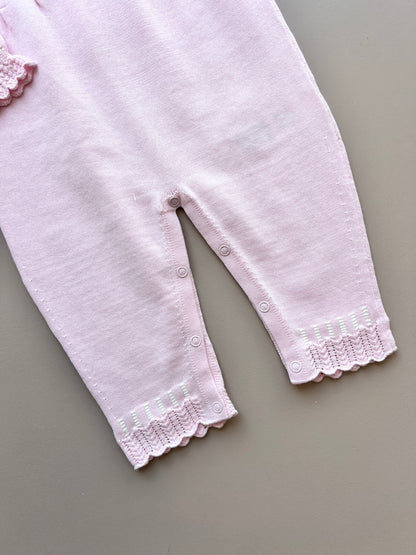 Light Pink/White Ruffles Organic Cotton Overall With Hat