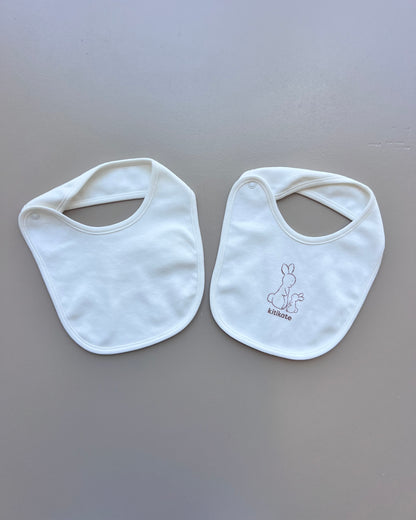 Off-White Rabbit GOTS™ Certified Organic Cotton Bib 2 Pcs Pack