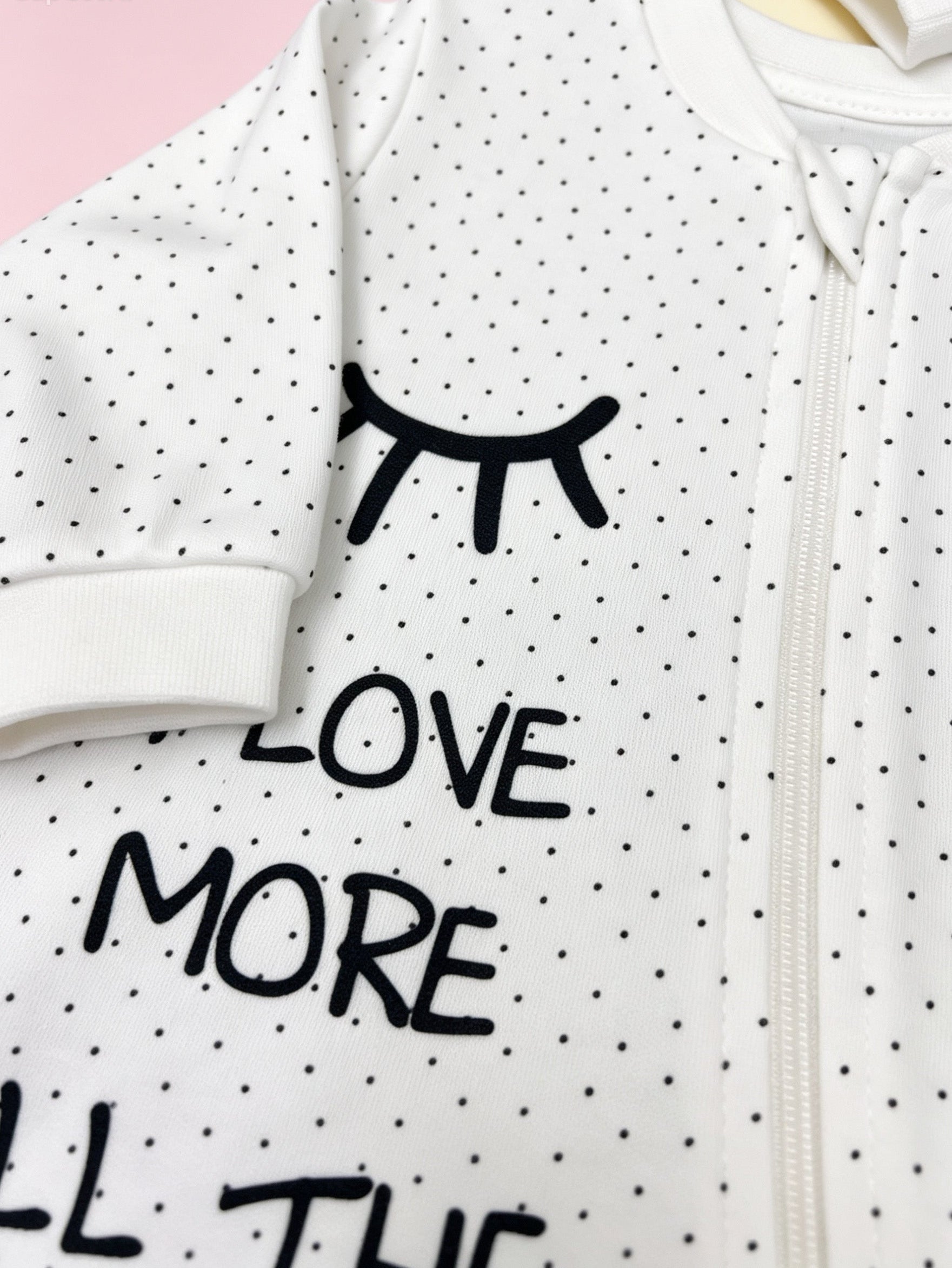 White Dotted GOTS™ Certified Organic Cotton Footed Overall 2 Pcs Set