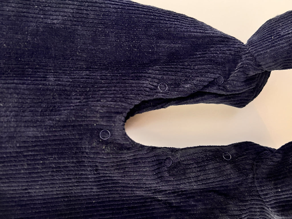 Navy & Gray Polo Velvet Footed Overall