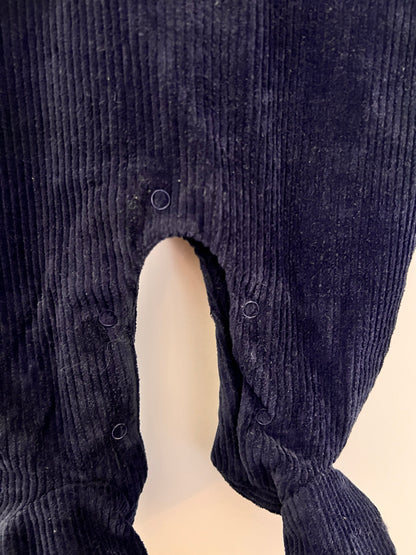 Navy & Gray Polo Velvet Footed Overall