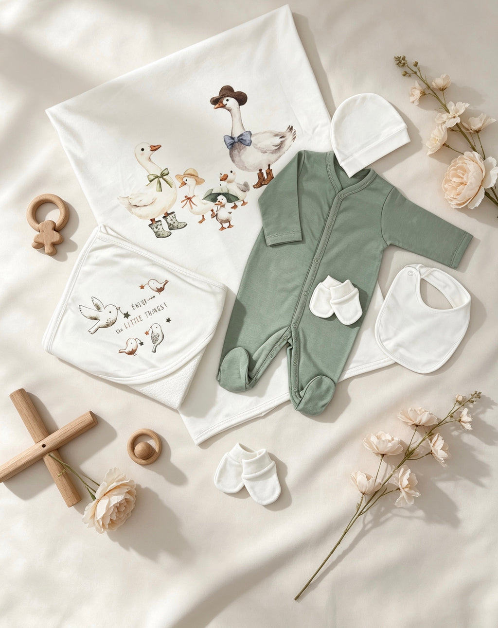 Nœud Blanc™ Organic Cotton Goose Blanket