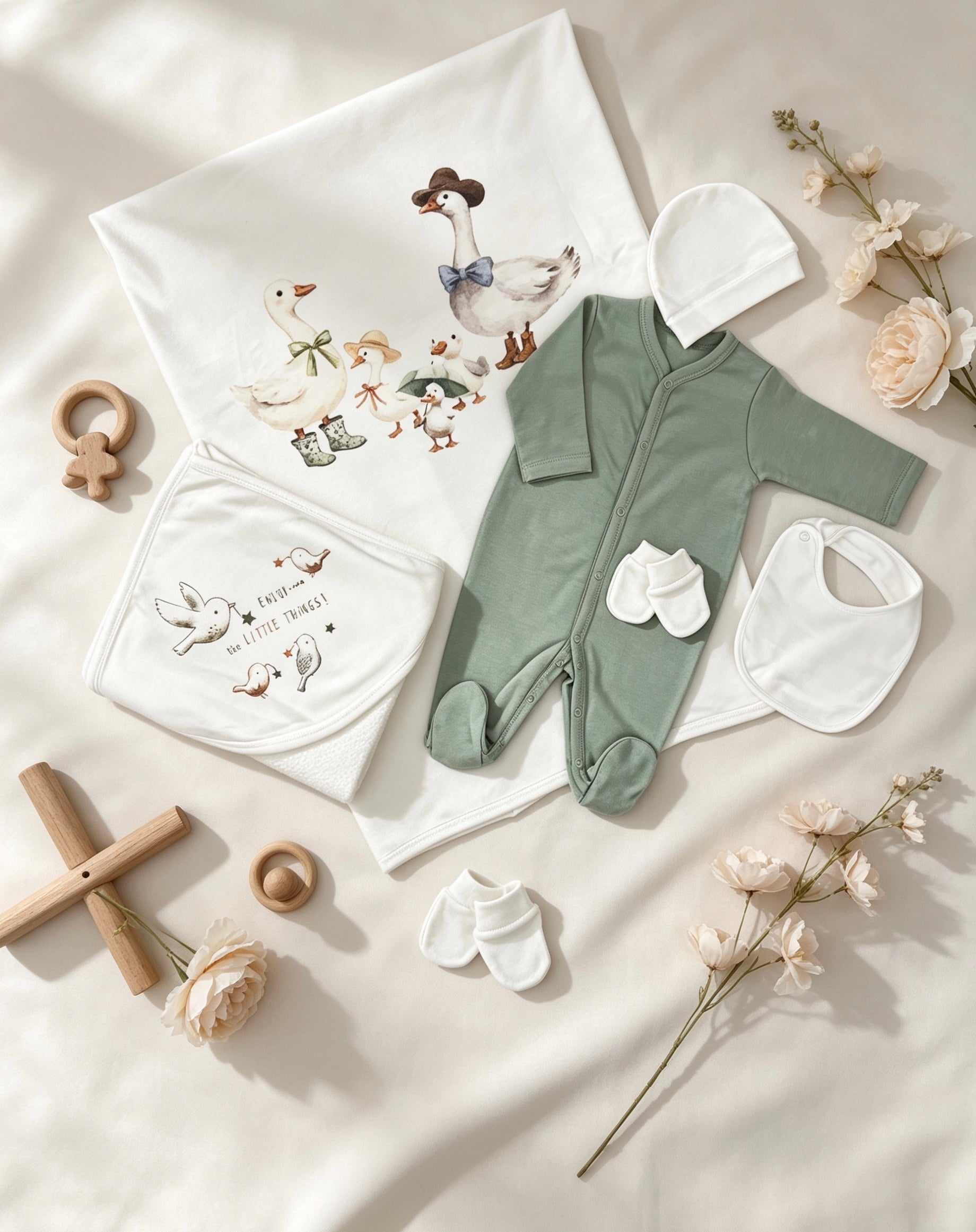 Nœud Blanc™ Organic Cotton Goose Blanket