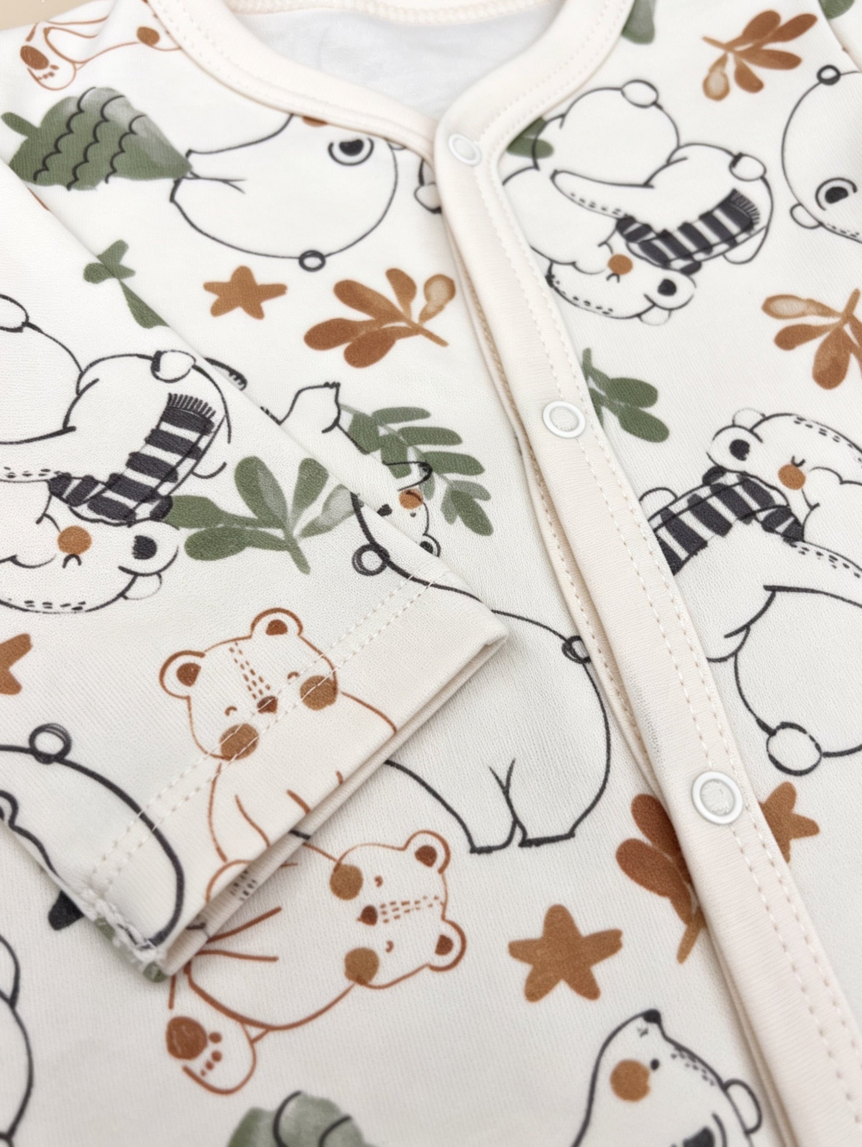 Light Beige Animals GOTS™ Certified Organic Cotton Footed Overall