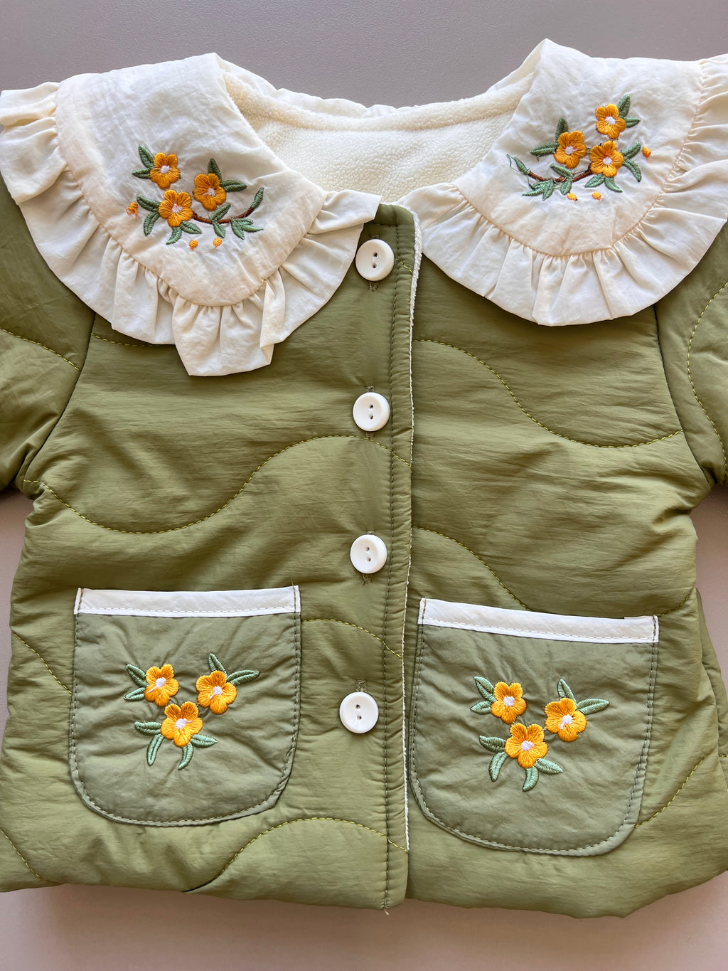 Thermal Waterproof Flower embroidered Winter Coat