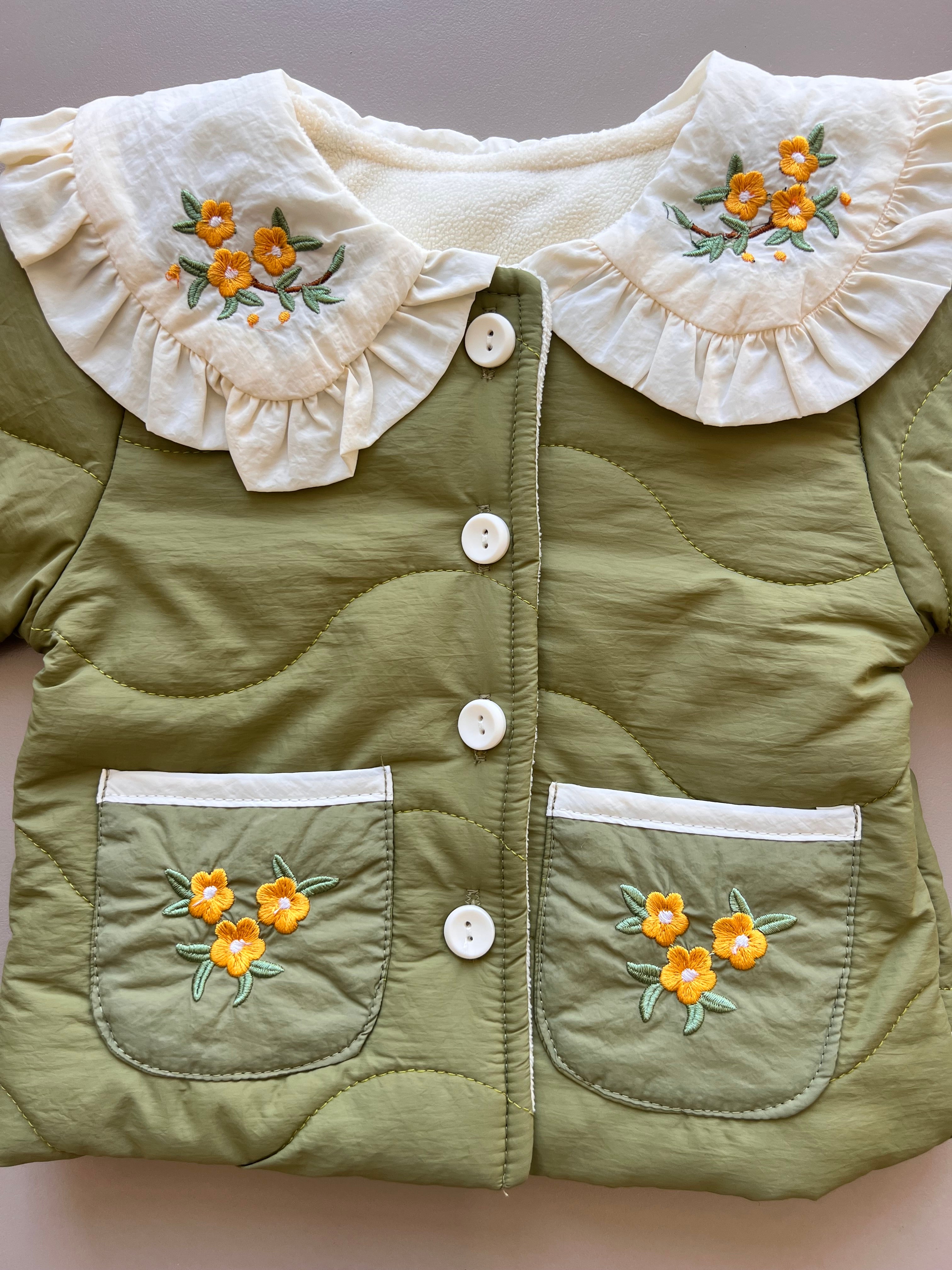 Thermal Waterproof Flower embroidered Winter Coat