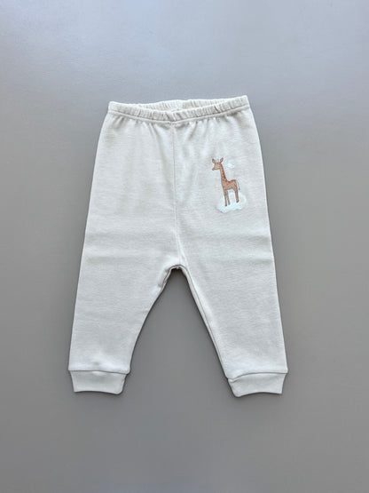 Beige Organic Cotton Pants Giraffe
