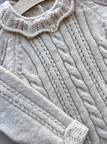 Beige Merino Wool Ruffles Hospital Set 4 Pcs